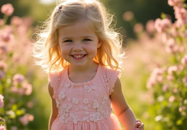 Bambina con abito primaverile floreale