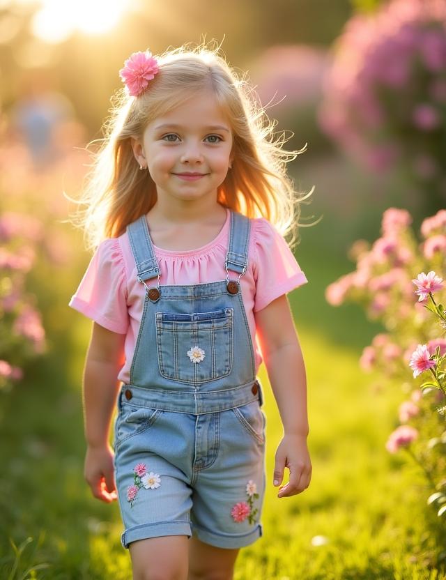 Bambina che gioca in un parco con un outfit casual chic